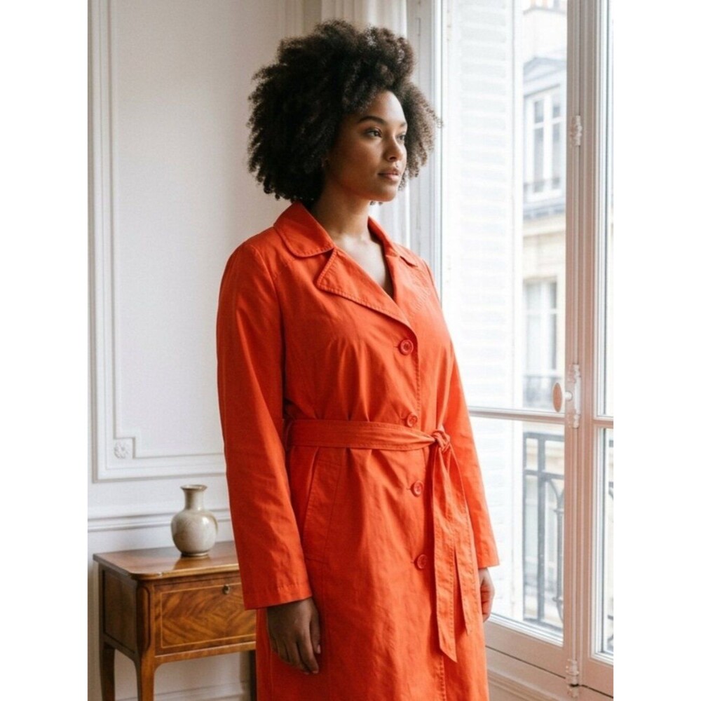 Bold Spirit Outerwear Women’s Red Belted Raincoat Coat Size 16-18W